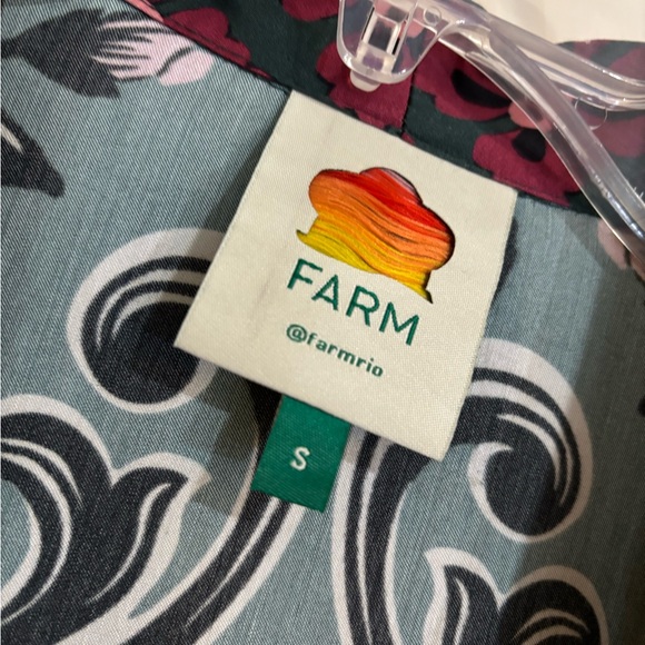 FARM RIO. Floral beaded WRAP DRESS mini length Green/wine print LONG SLEEVE s - Picture 3 of 8